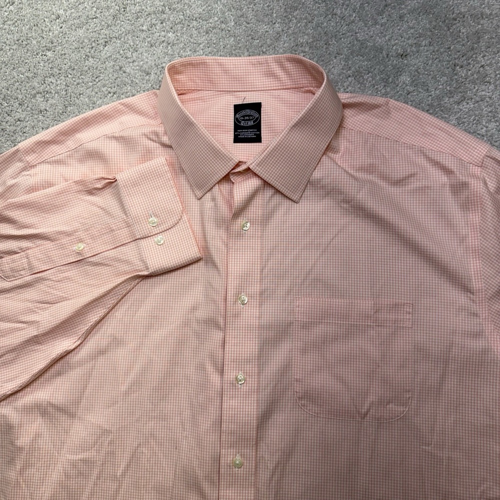 Brooks Brothers Men's Dress Shirt 19 36/37 Pink Non-Iron Stretch Supima Cotton
